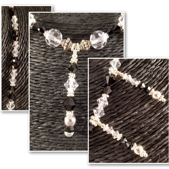 Black and Clear Swarovski and Sterling Silver Set - Picture 7 of 8